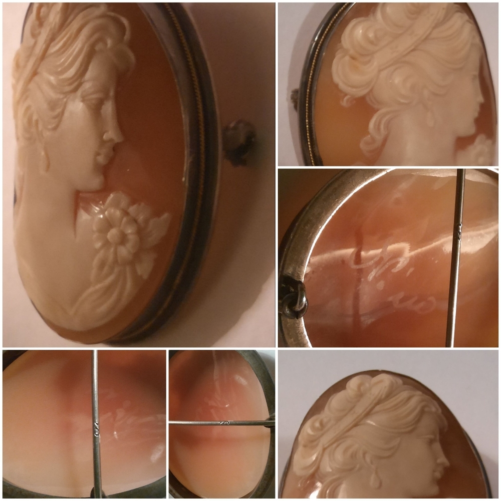 True Vintage Carved Shell Cameo Signed